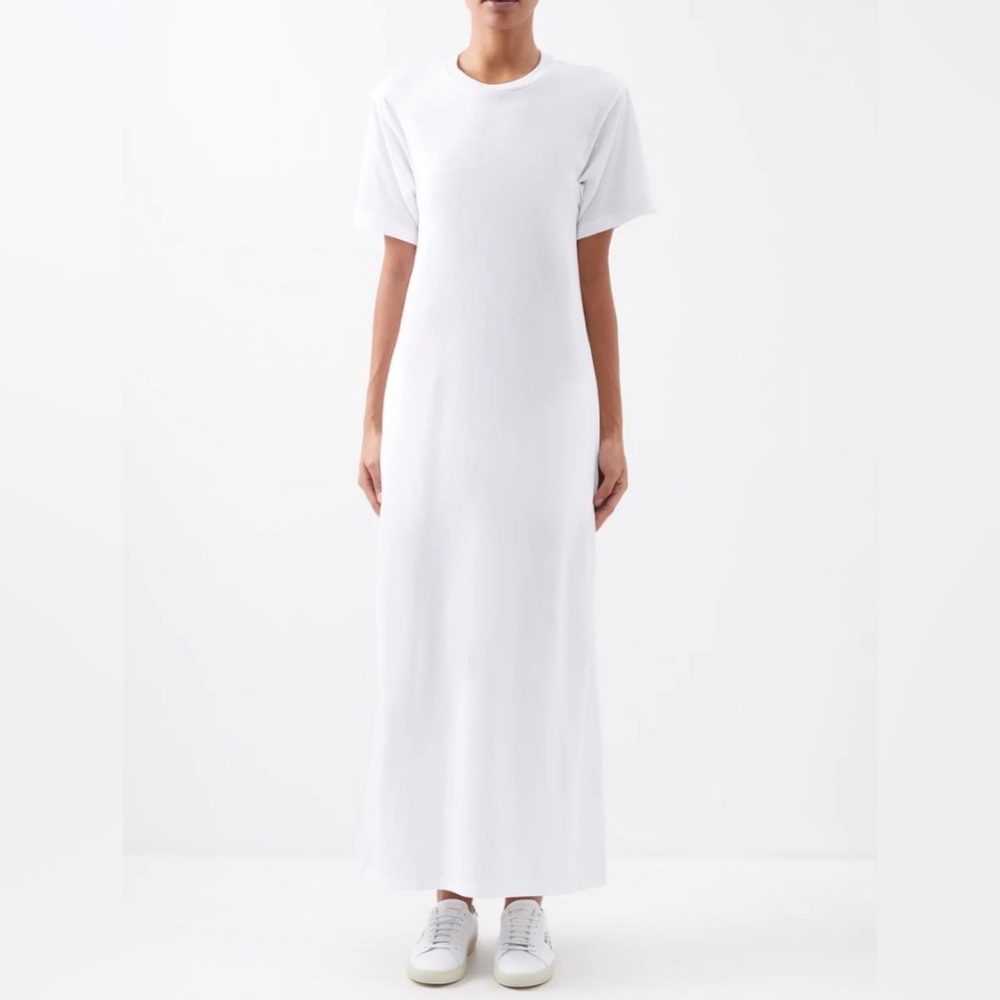 Raey Recycled-yarn relaxed-fit jersey T-shirt dress- white UK8